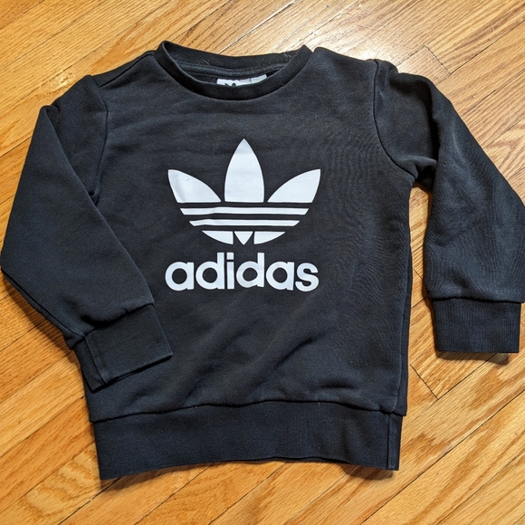 Adidas Kids Sweater 2T black child long sleeve outdoor boys girls unisex crew - Picture 1 of 12